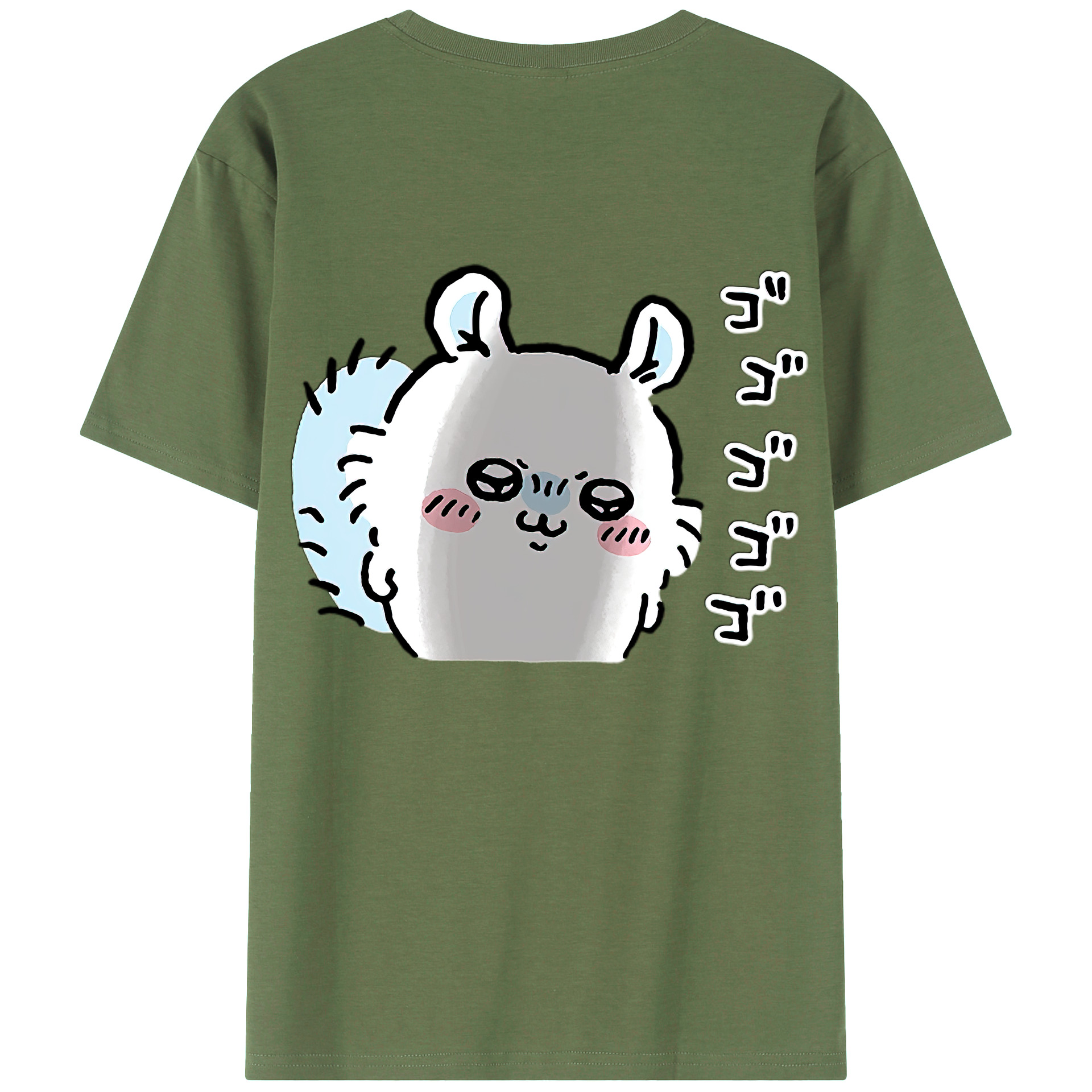 （画像用） ちいかわ モモンガ Chii-kawa Momonga 綿100％ メンズ半袖Tシャツ（バックプリント） 通気性